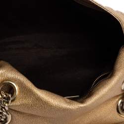 Pre Owned Carolina Herrera Metallic Gold Monogram Leather Audrey Shoulder Bag