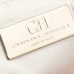 Pre Owned Carolina Herrera Orange Monogram Embossed Leather Audrey Shoulder Bag