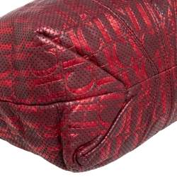 Pre Owned Carolina Herrera Red/Burgundy Monogram Leather Chain Tote