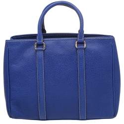 Pre Owned Carolina Herrera Blue Leather Tote