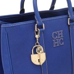 Pre Owned Carolina Herrera Blue Leather Tote
