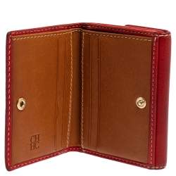 Pre Owned Carolina Herrera Monogram Embossed Leather Compact Wallet