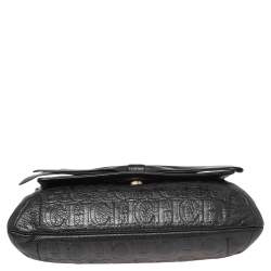 Pre Owned CH Carolina Herrera Black Monogram Leather Audrey Shoulder Bag