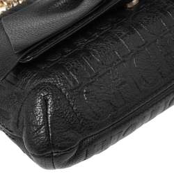 Pre Owned CH Carolina Herrera Black Monogram Leather Audrey Shoulder Bag