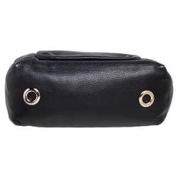 Pre Owned Carolina Herrera Black Monogram Embossed Leather Tassel Flap Shoulder Bag