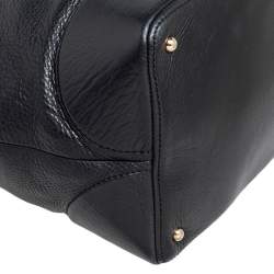 Pre Owned Carolina Herrera Black Leather Top Zip Shopper Tote