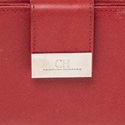 Pre Owned Carolina Herrera Red Leather Flap Continental Wallet