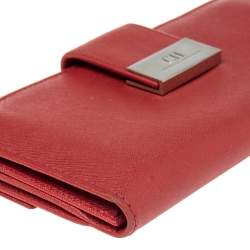 Pre Owned Carolina Herrera Red Leather Flap Continental Wallet