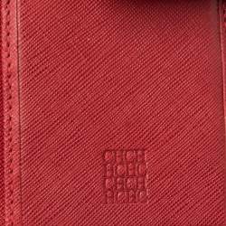 Pre Owned Carolina Herrera Red Leather Flap Continental Wallet