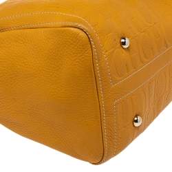 Pre Owned Carolina Herrera Yellow Monogram Leather Large Heart Limited Edition Andy Boston Bag