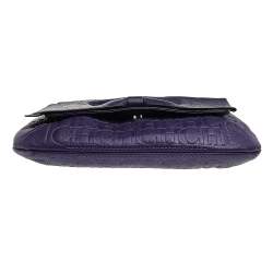 Pre Owned Carolina Herrera Purple Monogram Embossed Leather Audrey Shoulder Bag