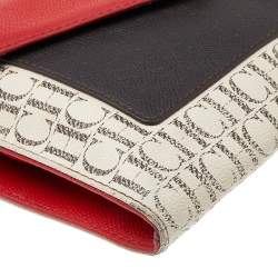 Pre Owned Carolina Herrera Multicolor Monogram Canvas And Leather Envelope Crossbody Bag