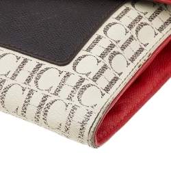 Pre Owned Carolina Herrera Multicolor Monogram Canvas And Leather Envelope Crossbody Bag