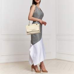 Pre Owned Carolina Herrera White Monogram Embossed Leather Audrey Shoulder Bag