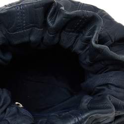 Pre Owned Carolina Herrera Black Monogram Embossed Leather Bucket Shoulder Bag