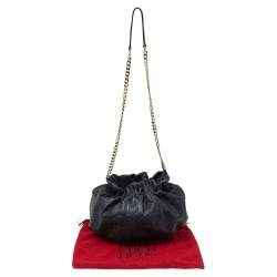 Pre Owned Carolina Herrera Black Monogram Embossed Leather Bucket Shoulder Bag