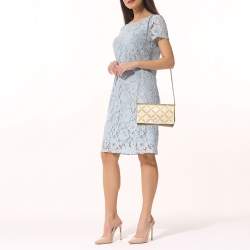 Pre Owned Carolina Herrera Metallic Gold Quilted Leather Flap Chain Shoulder Bag