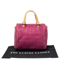 Pre Owned حقيبة بوسطون كارولينا هيريرا اندي جلد منقوش مونوغرامي فوشيا
