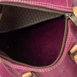 Pre Owned حقيبة بوسطون كارولينا هيريرا اندي جلد منقوش مونوغرامي فوشيا