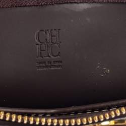 Pre Owned Carolina Herrera Burgundy/Brown Monogram PVC and Leather Crossbody Bag