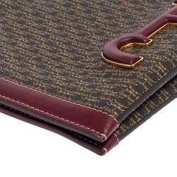 Pre Owned Carolina Herrera Burgundy/Brown Monogram PVC and Leather Crossbody Bag