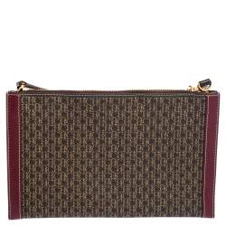 Pre Owned Carolina Herrera Burgundy/Brown Monogram PVC and Leather Crossbody Bag