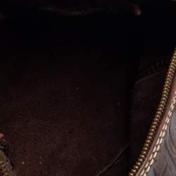 Pre Owned حقيبة بوسطون كارولينا هيريرا اندي جلد منقوش مونوغرامي بني داكن