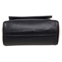 Pre Owned Carolina Herrera Black/White Leather Small Minuetto Top Handle Bag