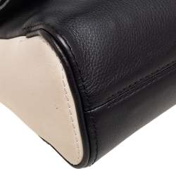 Pre Owned Carolina Herrera Black/White Leather Small Minuetto Top Handle Bag