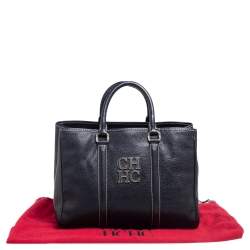 Pre Owned Carolina Herrera Black Leather Medium Matteo Tote