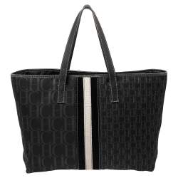 Pre Owned Carolina Herrera Black Signature Canvas and Leather Trim Tote