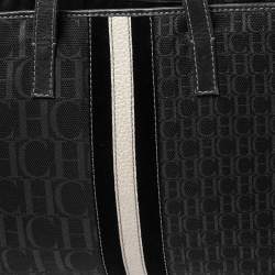 Pre Owned Carolina Herrera Black Signature Canvas and Leather Trim Tote