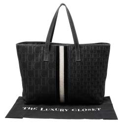 Pre Owned Carolina Herrera Black Signature Canvas and Leather Trim Tote