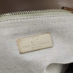 Pre Owned Carolina Herrera Beige Leather Shoulder Bag