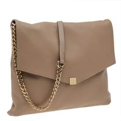 Pre Owned Carolina Herrera Beige Leather Shoulder Bag