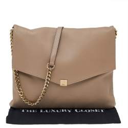 Pre Owned Carolina Herrera Beige Leather Shoulder Bag