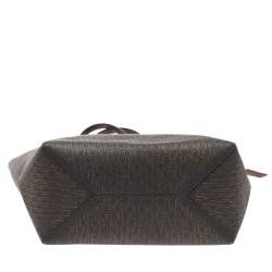 Pre Owned Carolina Herrera Dark Brown Monogram Leather Shopper Tote