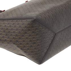 Pre Owned Carolina Herrera Dark Brown Monogram Leather Shopper Tote