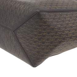 Pre Owned Carolina Herrera Dark Brown Monogram Leather Shopper Tote