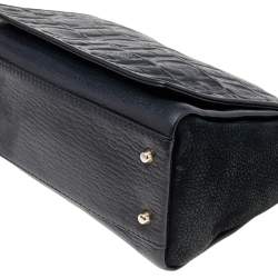 Pre Owned Carolina Herrera Black Leather Chain Flap Shoulder Bag