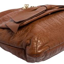 Pre Owned Carolina Herrera Brown Monogram Leather Audrey Shoulder Bag