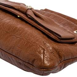 Pre Owned Carolina Herrera Brown Monogram Leather Audrey Shoulder Bag