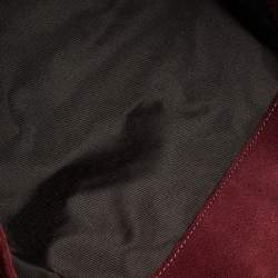 Pre Owned Carolina Herrera Burgundy Monogram Suede and Leather Tote