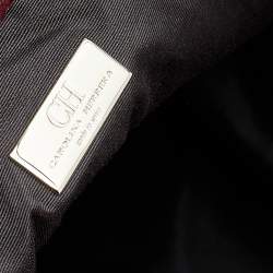 Pre Owned Carolina Herrera Burgundy Monogram Suede and Leather Tote
