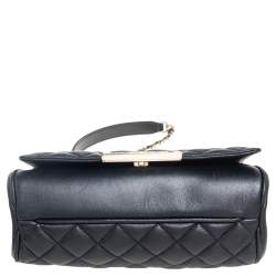 Pre Owned Carolina Herrera Black Quilted Leather Tassel Chain Shoulder Bag