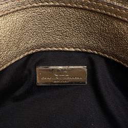 Pre Owned Carolina Herrera Gold Leather Flap Chain Shoulder Bag