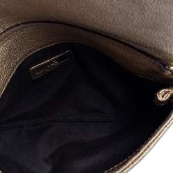 Pre Owned Carolina Herrera Gold Leather Flap Chain Shoulder Bag