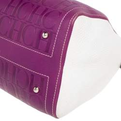 Pre Owned Carolina Herrera Tricolor Signature Embossed Leather Andy Boston Bag