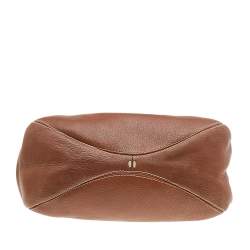 Pre Owned Carolina Herrera Brown Leather Logo Detail Tote