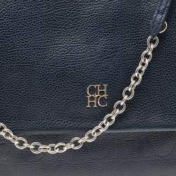 Carolina Herrera Navy Blue Leather Minuetto Top Handle Bag